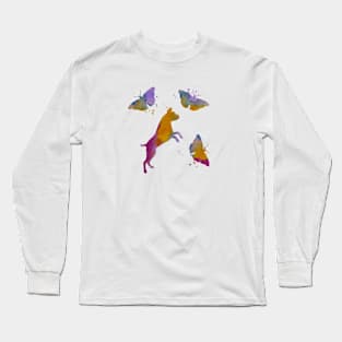 Boxer Dog Art With Butterflies Long Sleeve T-Shirt